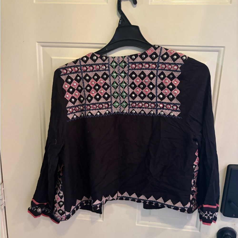 Anthropologie RAGA Pink and Black Embellished Jacket - Picture 5 of 5